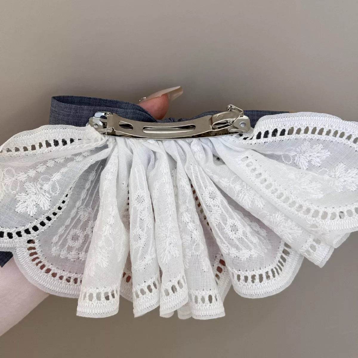 Lace Hair Clip with Ribbon - ELY VESSA LLC
