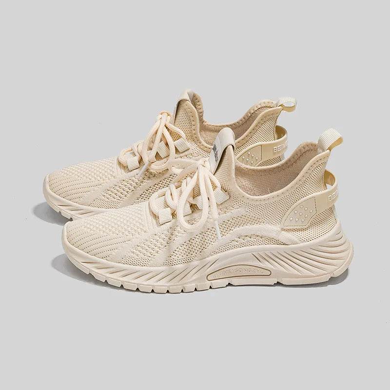 Mesh Lace-Up Platform Athletic Shoes - ELY VESSA LLC