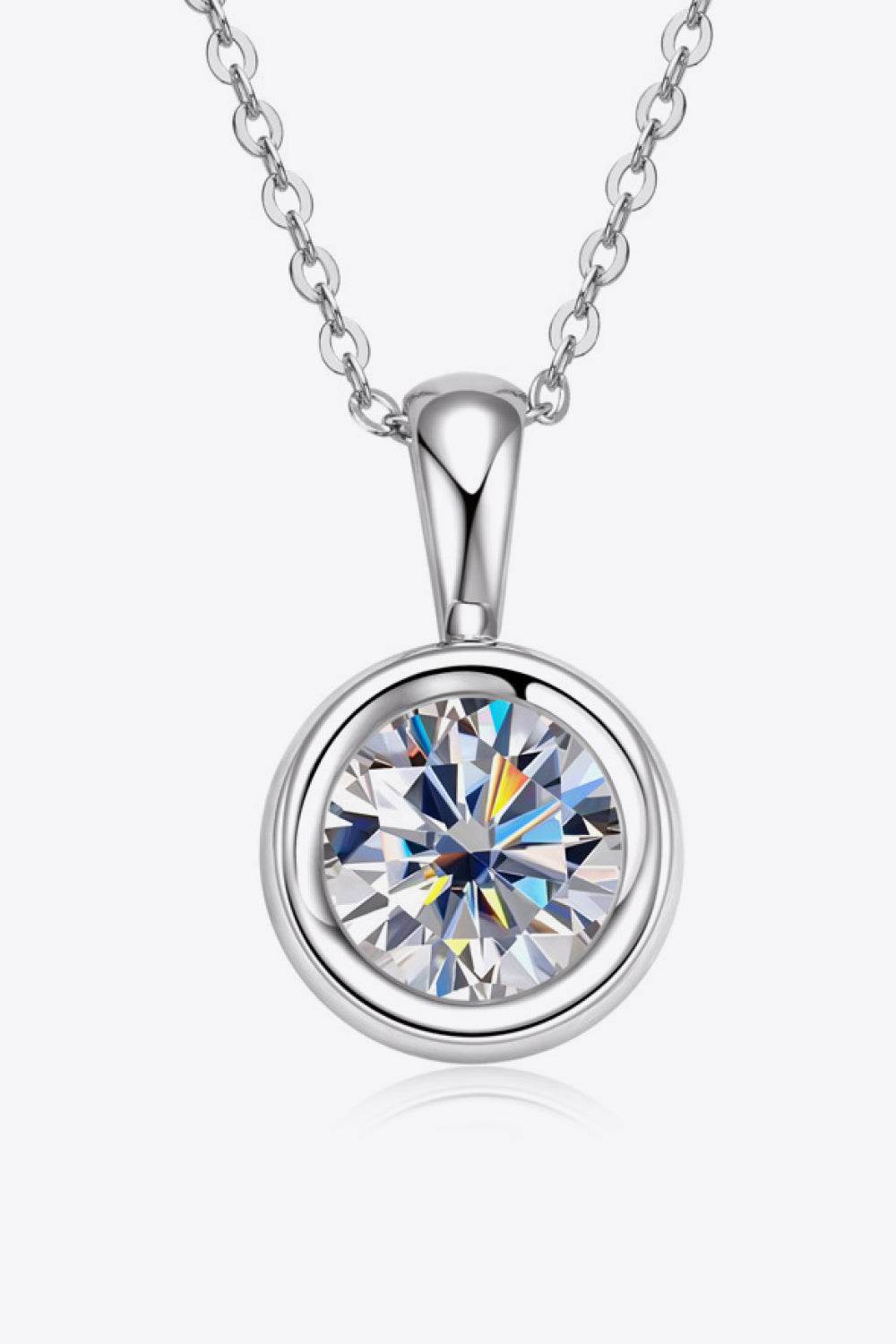 2 Carat Moissanite 925 Sterling Silver Necklace - ELY VESSA LLC