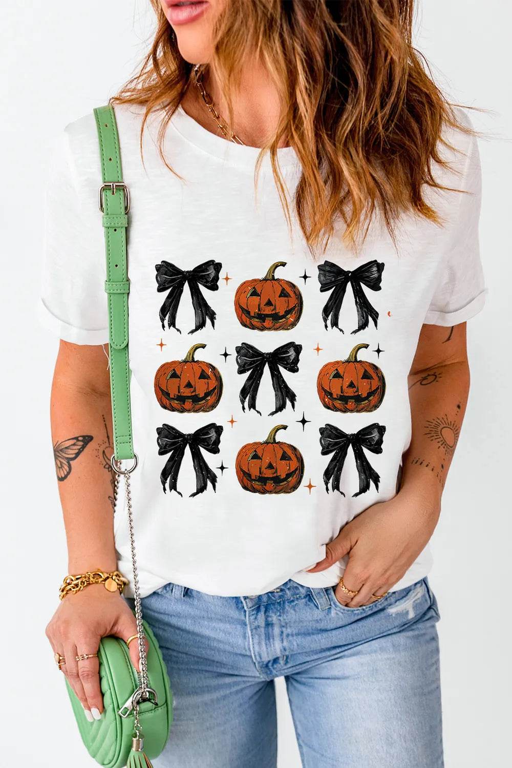 Pumpkin Round Neck Short Sleeve T-Shirt - ELY VESSA LLC