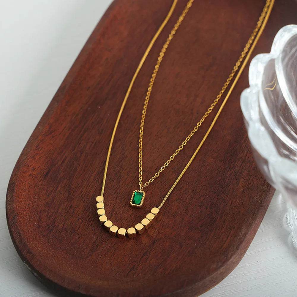 18K Gold-Plated Double-Layered Necklace - ELY VESSA LLC
