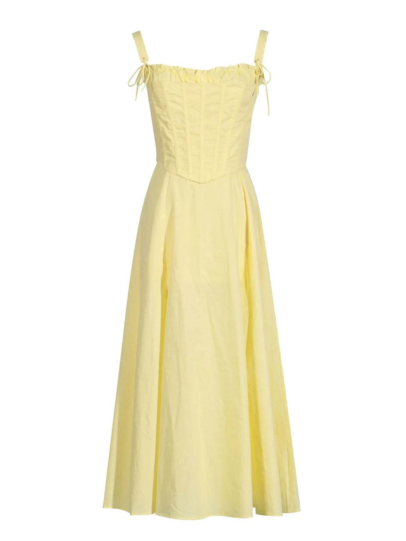Slit Sleeveless Zip Back Midi Dress - ELY VESSA LLC