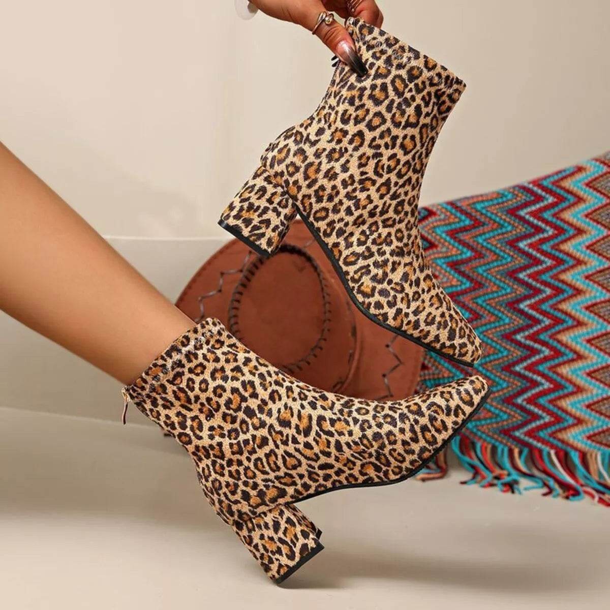 Block Heel Ankle Boots - ELY VESSA LLC