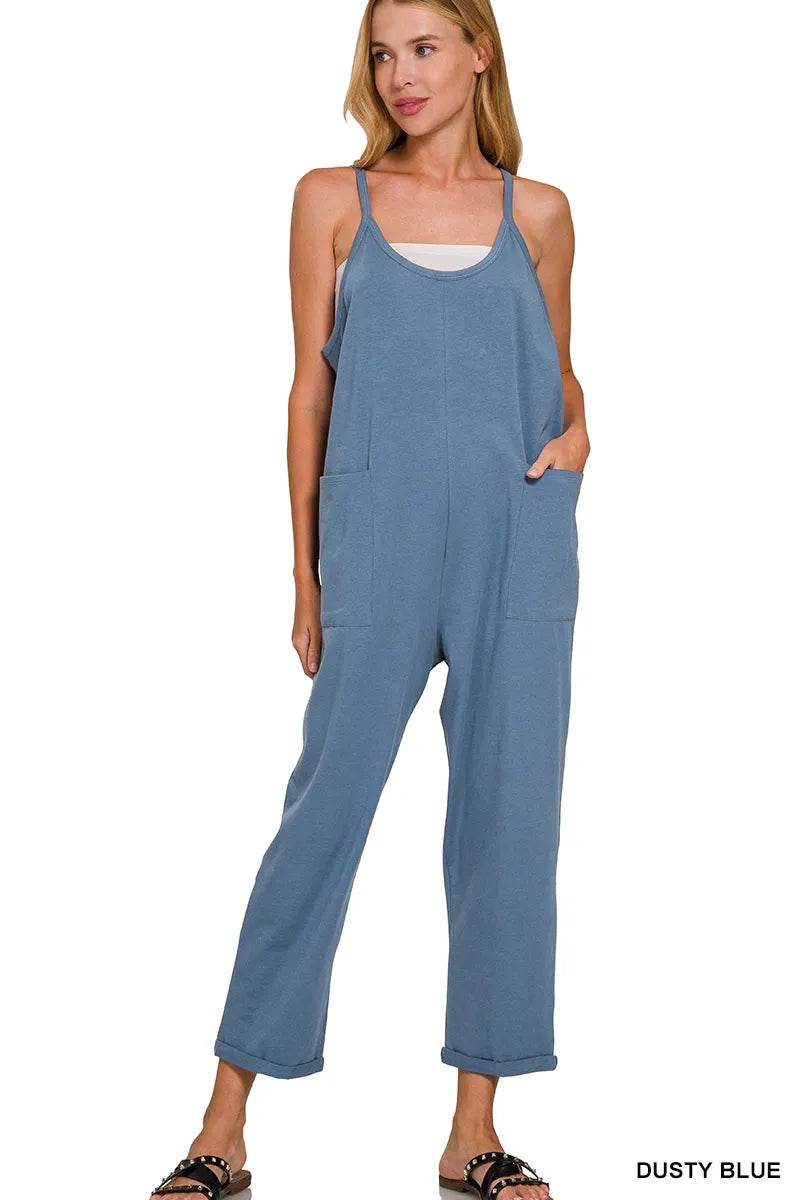Zenana Spaghetti Strap Pocketed Jumpsuit - ELY VESSA LLC