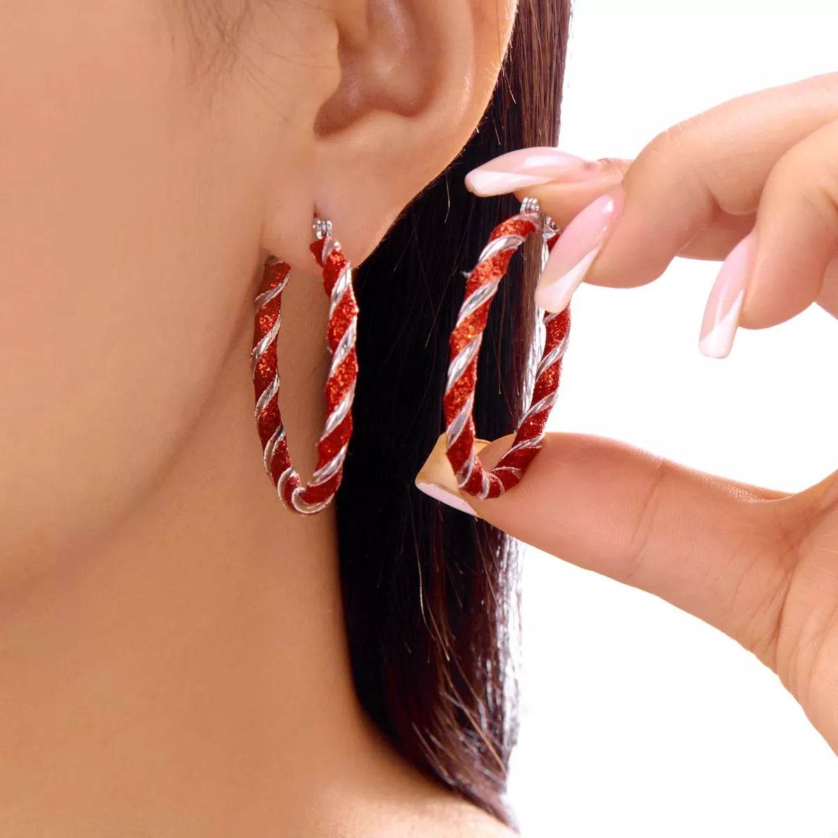 Christmas Twisted Hoop Earrings - ELY VESSA LLC