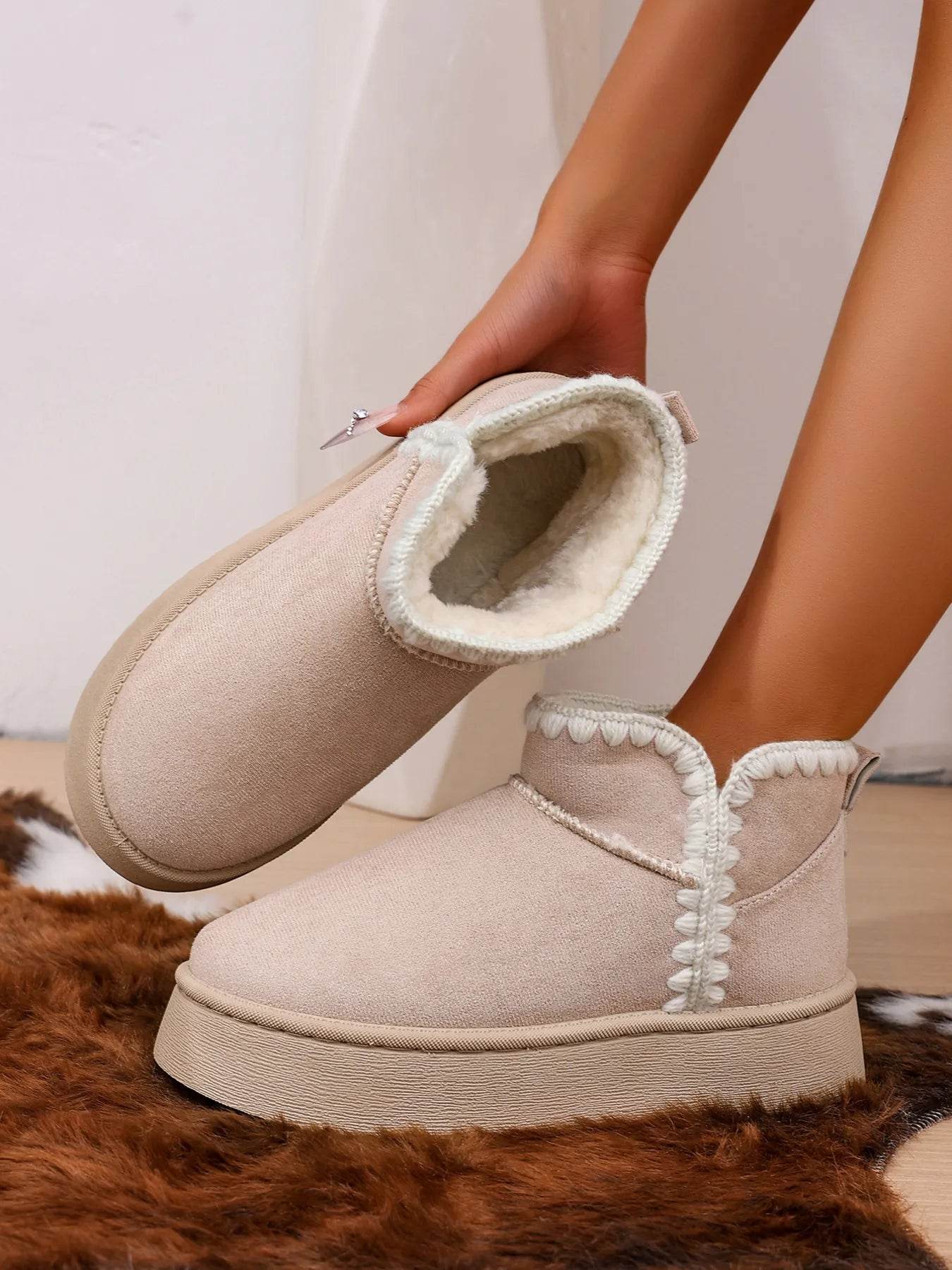 Cozy Winter Ankle Boots with Fluffy Fur Lining - ELY VESSA LLC