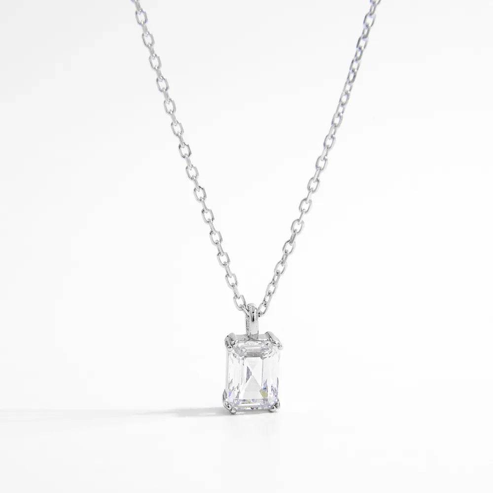 925 Sterling Silver Zircon Pendant Necklace - ELY VESSA LLC