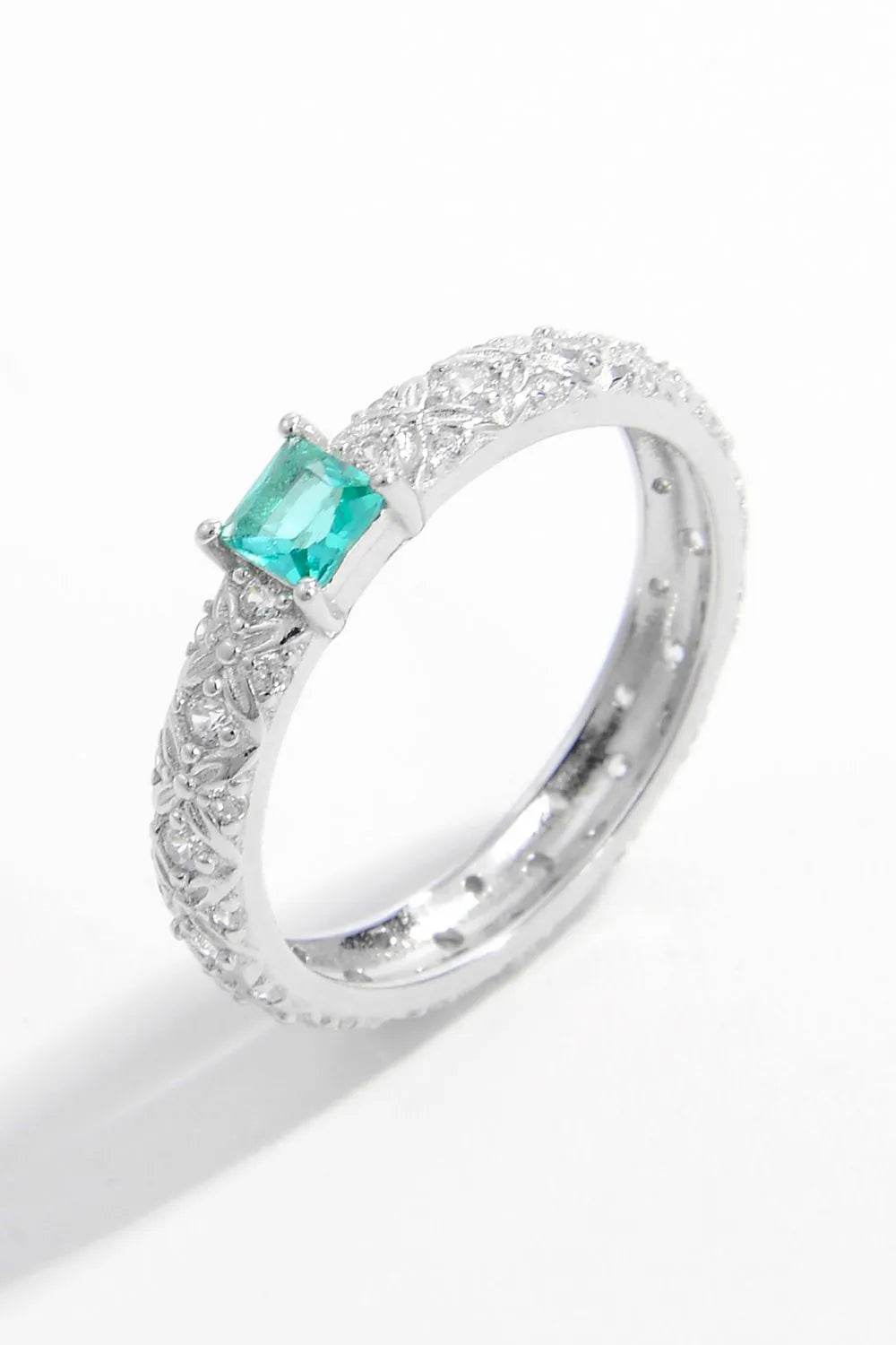 925 Sterling Silver Square Zircon Ring - ELY VESSA LLC