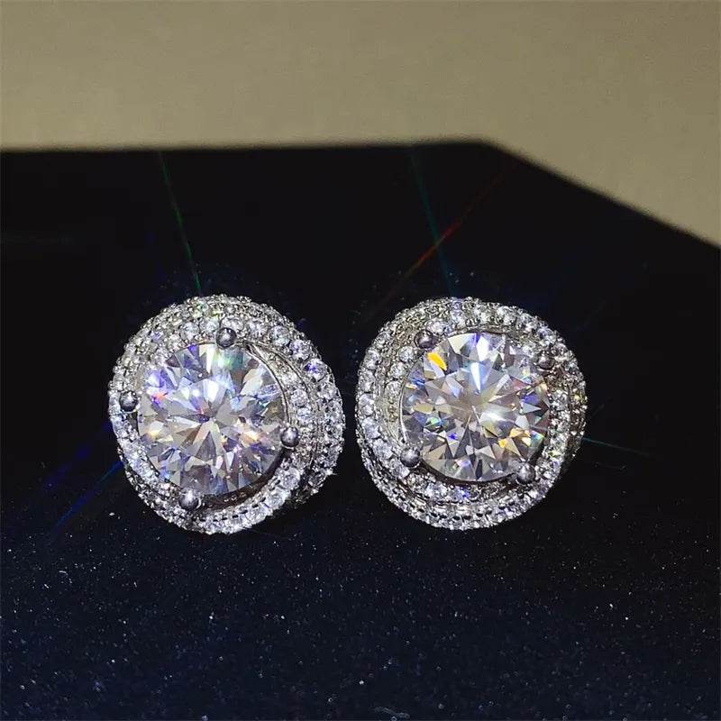 6 Carat Moissanite 925 Sterling Silver Earrings - ELY VESSA LLC