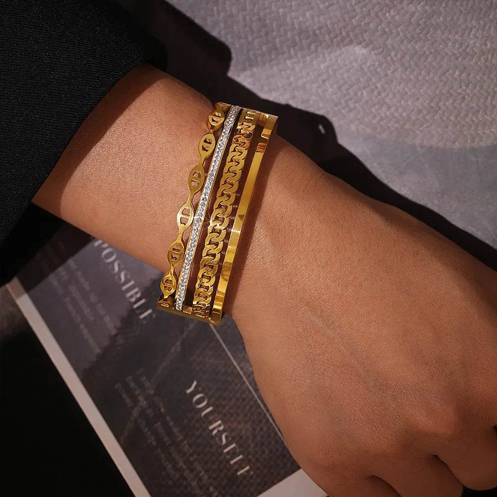 18K Gold-Plated Czech Diamond Bracelet - ELY VESSA LLC