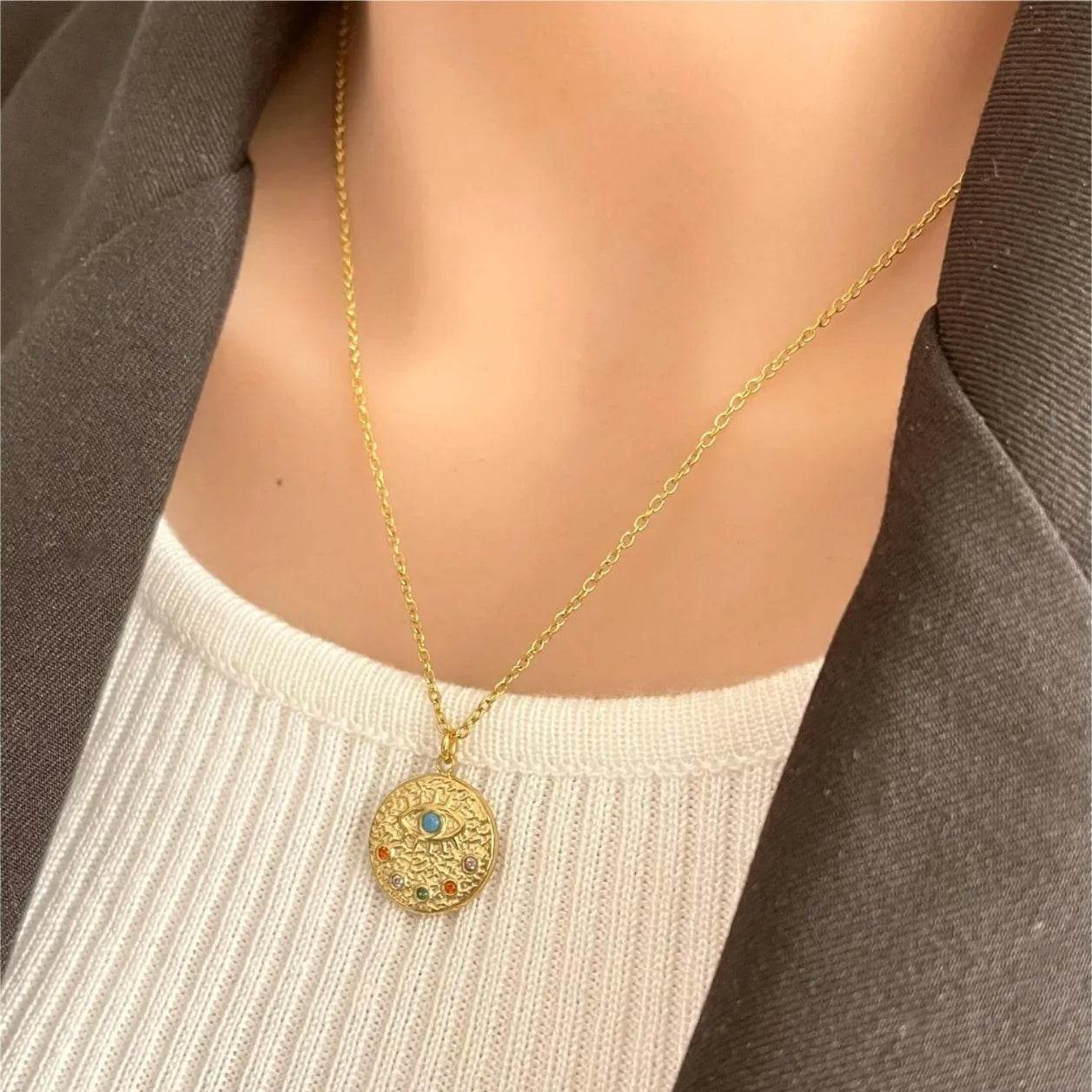 18K Gold-Plated Coin Pendant Necklace - ELY VESSA LLC