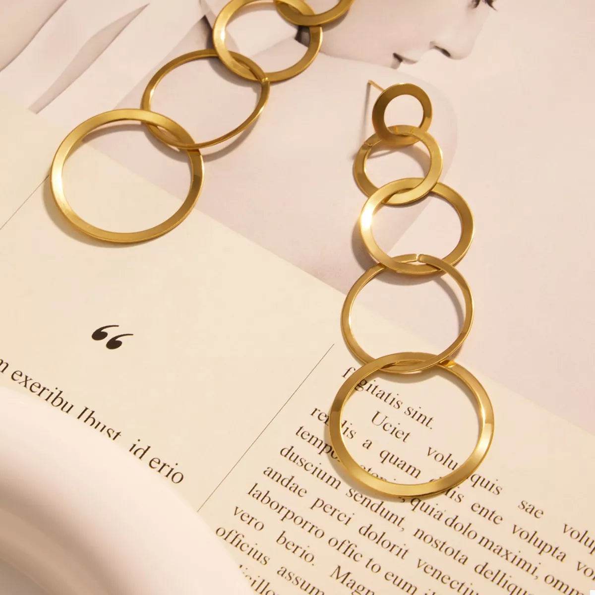 18K Gold-Plated Titanium Steel Round Earrings - ELY VESSA LLC