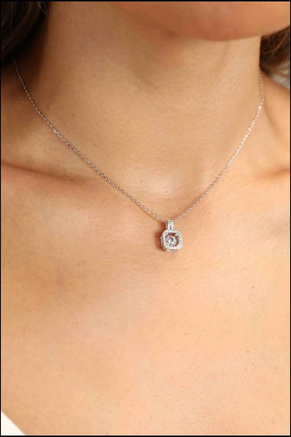 Adored Moissanite 925 Sterling Silver Necklace - ELY VESSA LLC