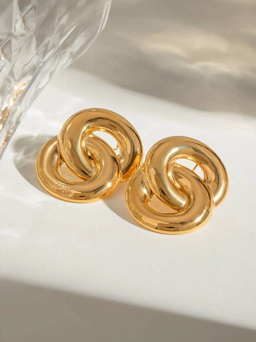 18K Gold-Plated Stainless Steel Knotted Earrings - ELY VESSA LLC