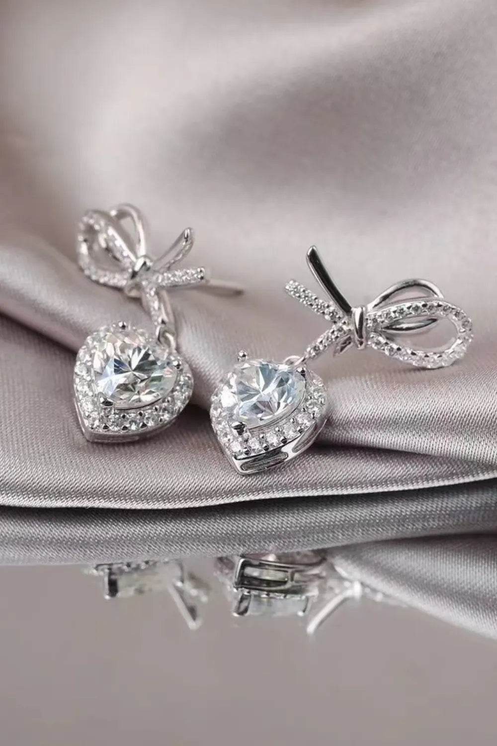 2 Carat Moissanite 925 Sterling Silver Heart Earrings - ELY VESSA LLC
