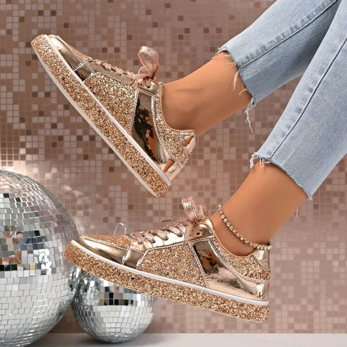 Round Toe Lace Up Sneakers - ELY VESSA LLC