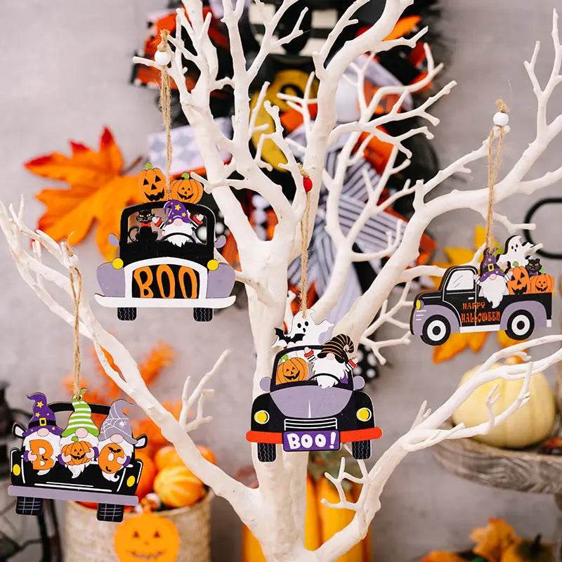 4-Piece Halloween Element Car-Shape Hanging Widgets - ELY VESSA LLC