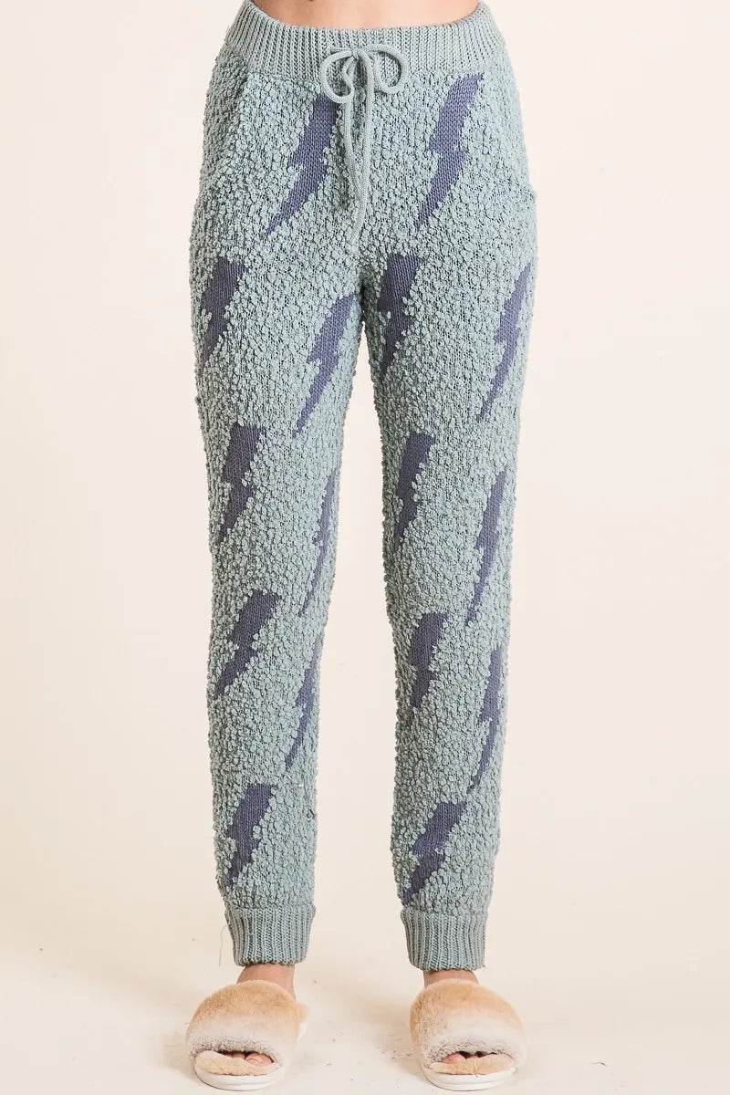 BiBi Cozy Soft Hairy Popcorn Sweater Pants - ELY VESSA LLC