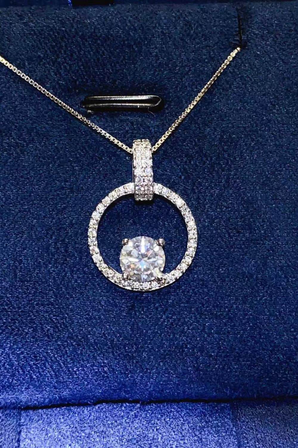 1 Carat Moissanite 925 Sterling Silver Necklace - ELY VESSA LLC