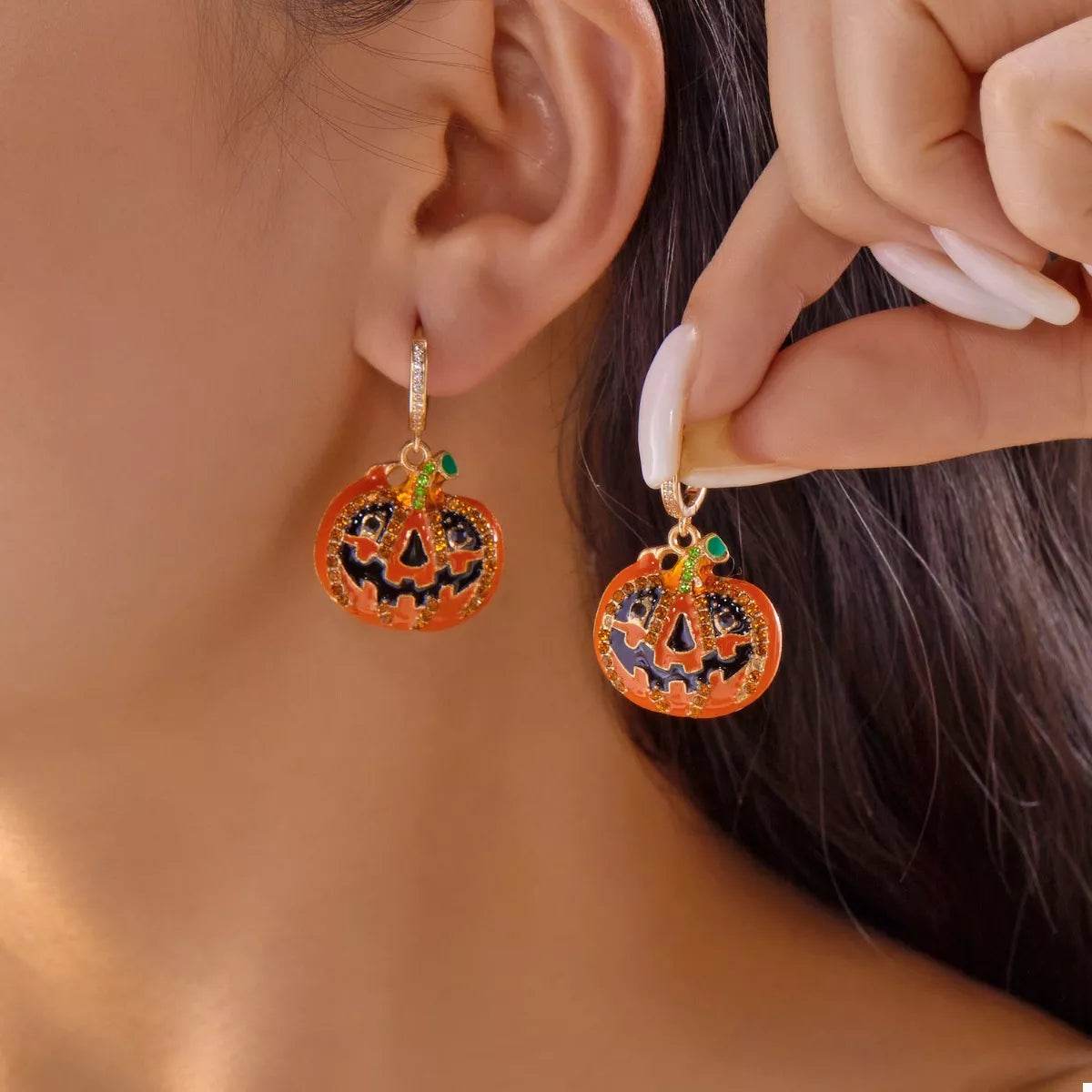 Halloween Pumpkin Drop Earrings - ELY VESSA LLC