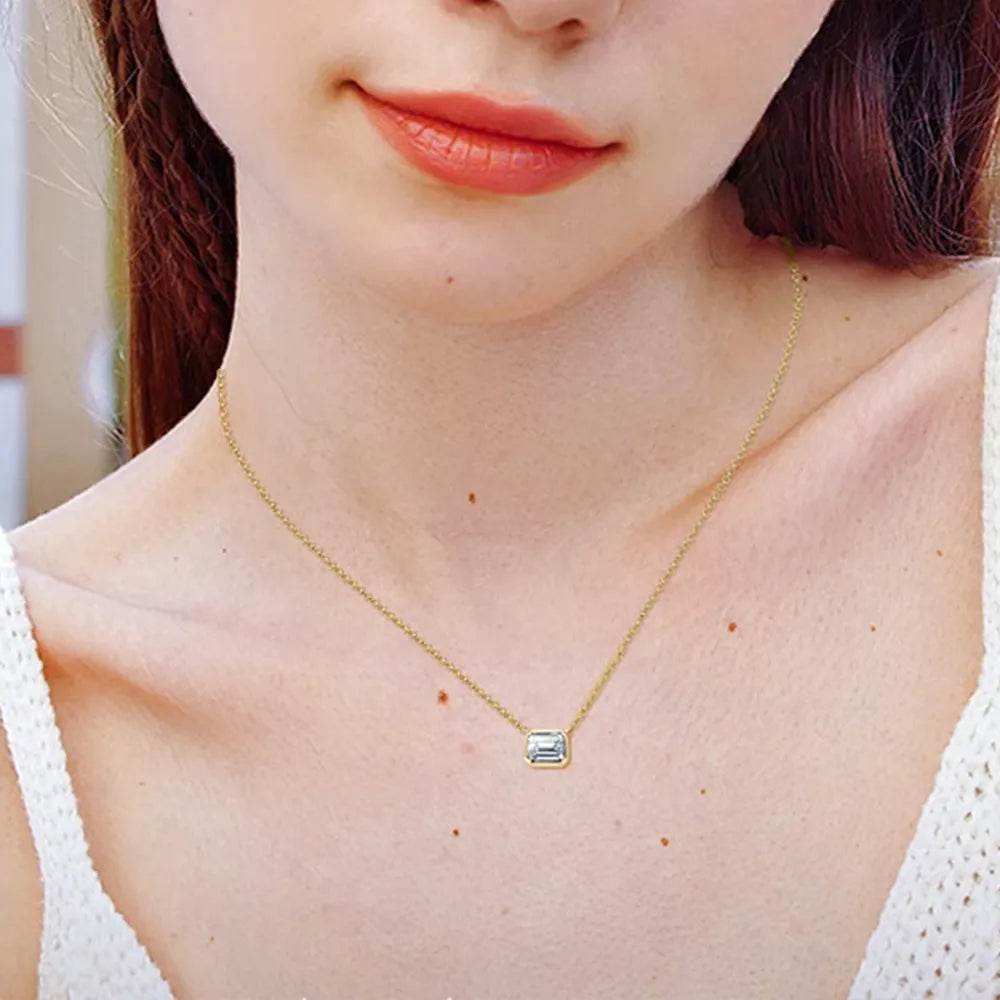 1 Carat Moissanite 925 Sterling Silver Pendant Necklace - ELY VESSA LLC