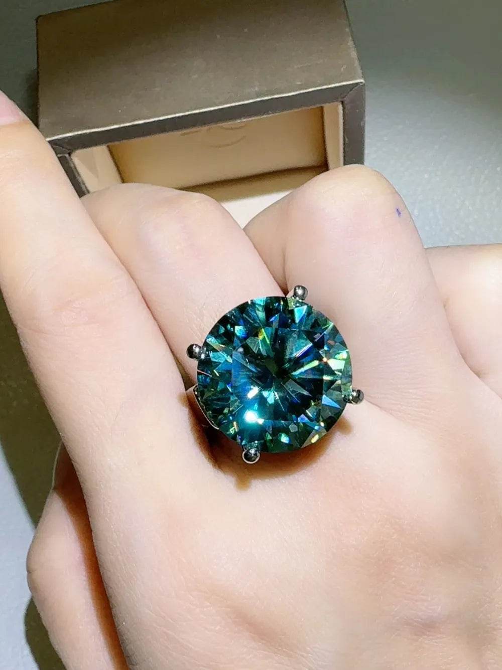 20 Carat Moissanite 925 Sterling Silver Ring - ELY VESSA LLC