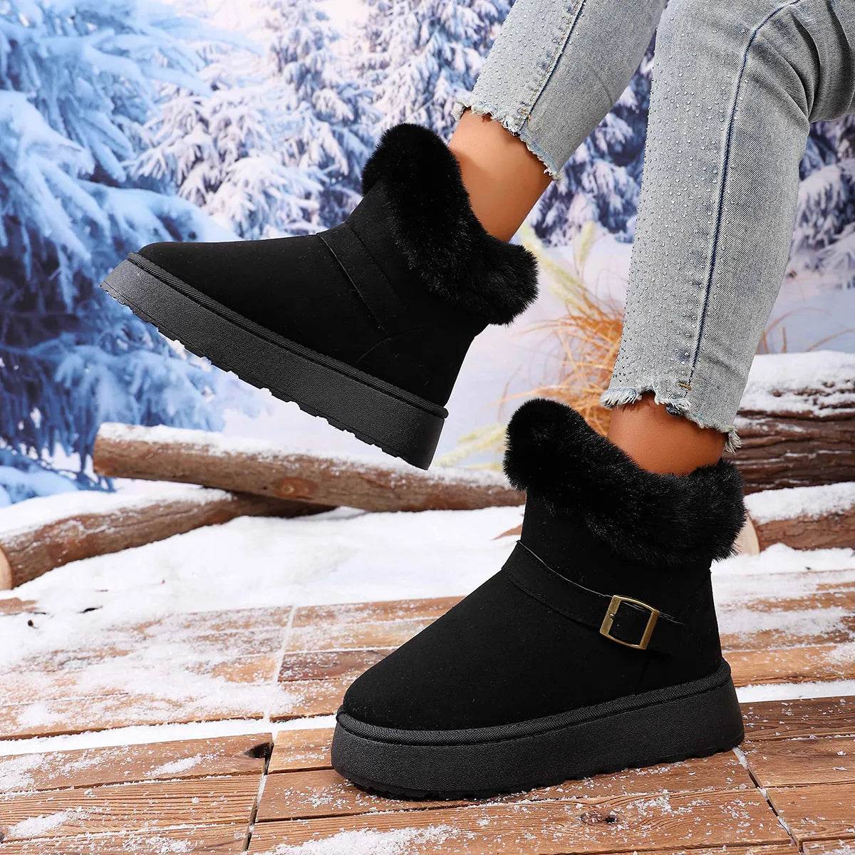 Round Toe Platform Boots - ELY VESSA LLC