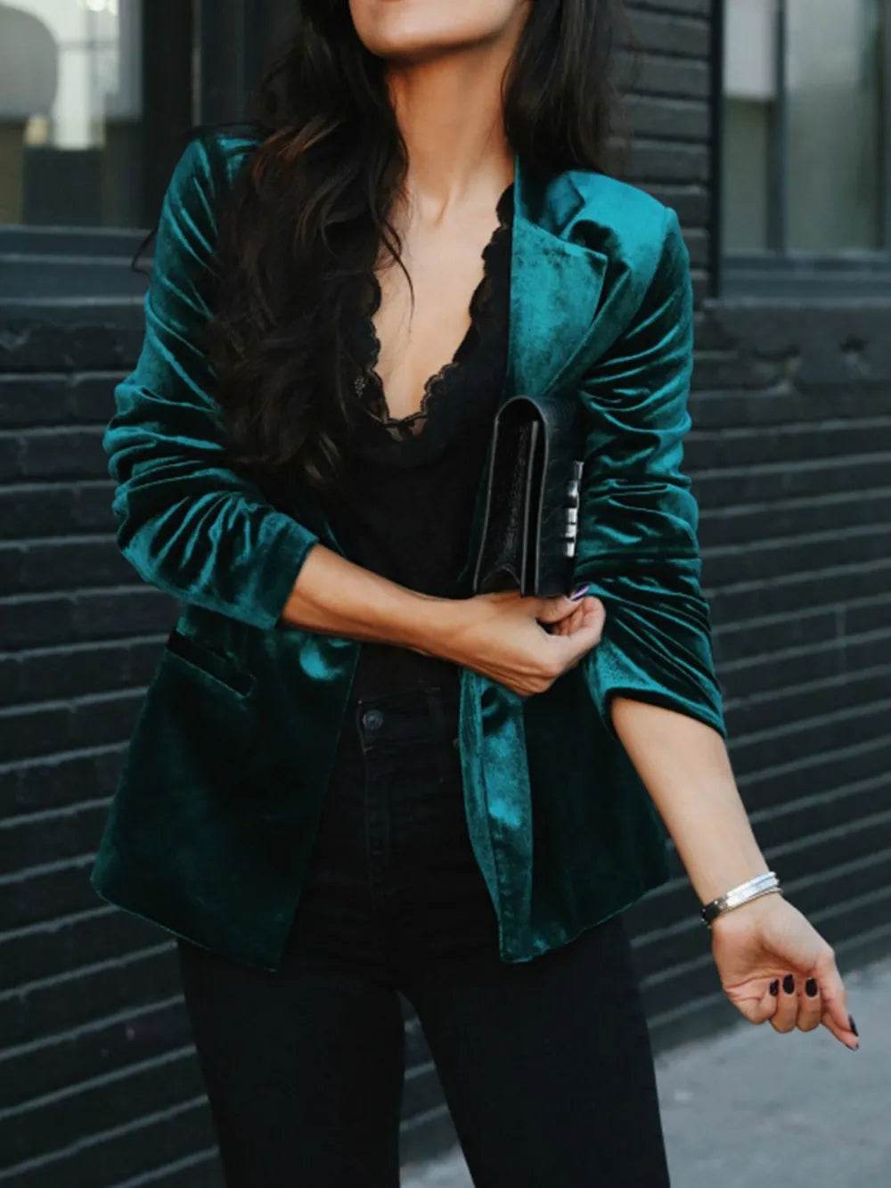 Button Up Lapel Collar Blazer - ELY VESSA LLC
