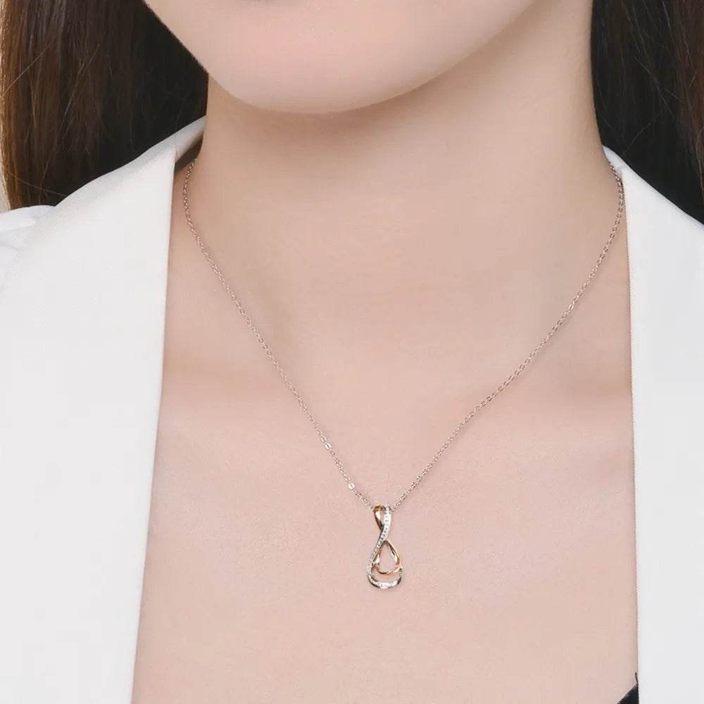 925 Sterling Silver Inlaid Moissanite Infinity Pendant Necklace - ELY VESSA LLC