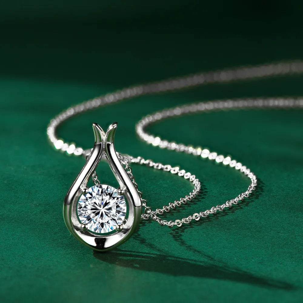 2 Carat Moissanite 925 Sterling Silver Pendant Necklace - ELY VESSA LLC
