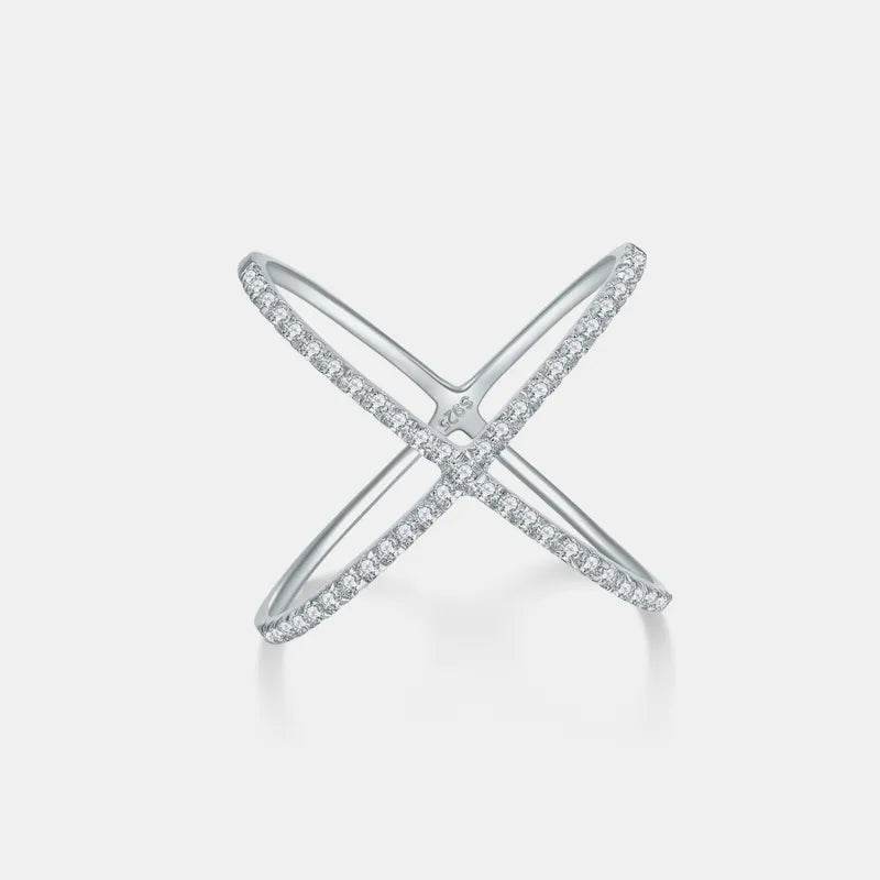 925 Sterling Silver Moissanite Crisscross Ring - ELY VESSA LLC