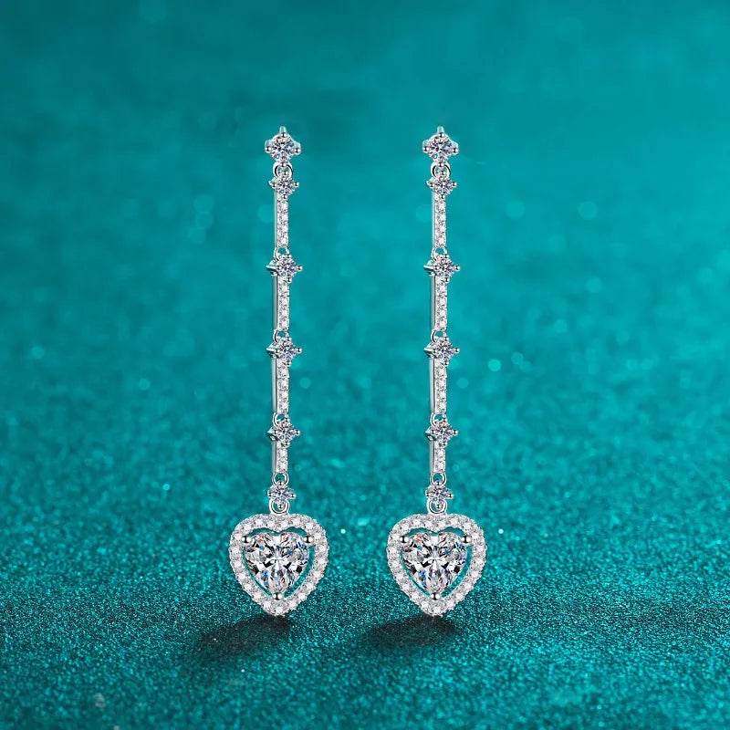 2 Carat Moissanite Zircon 925 Sterling Silver Heart Earrings - ELY VESSA LLC