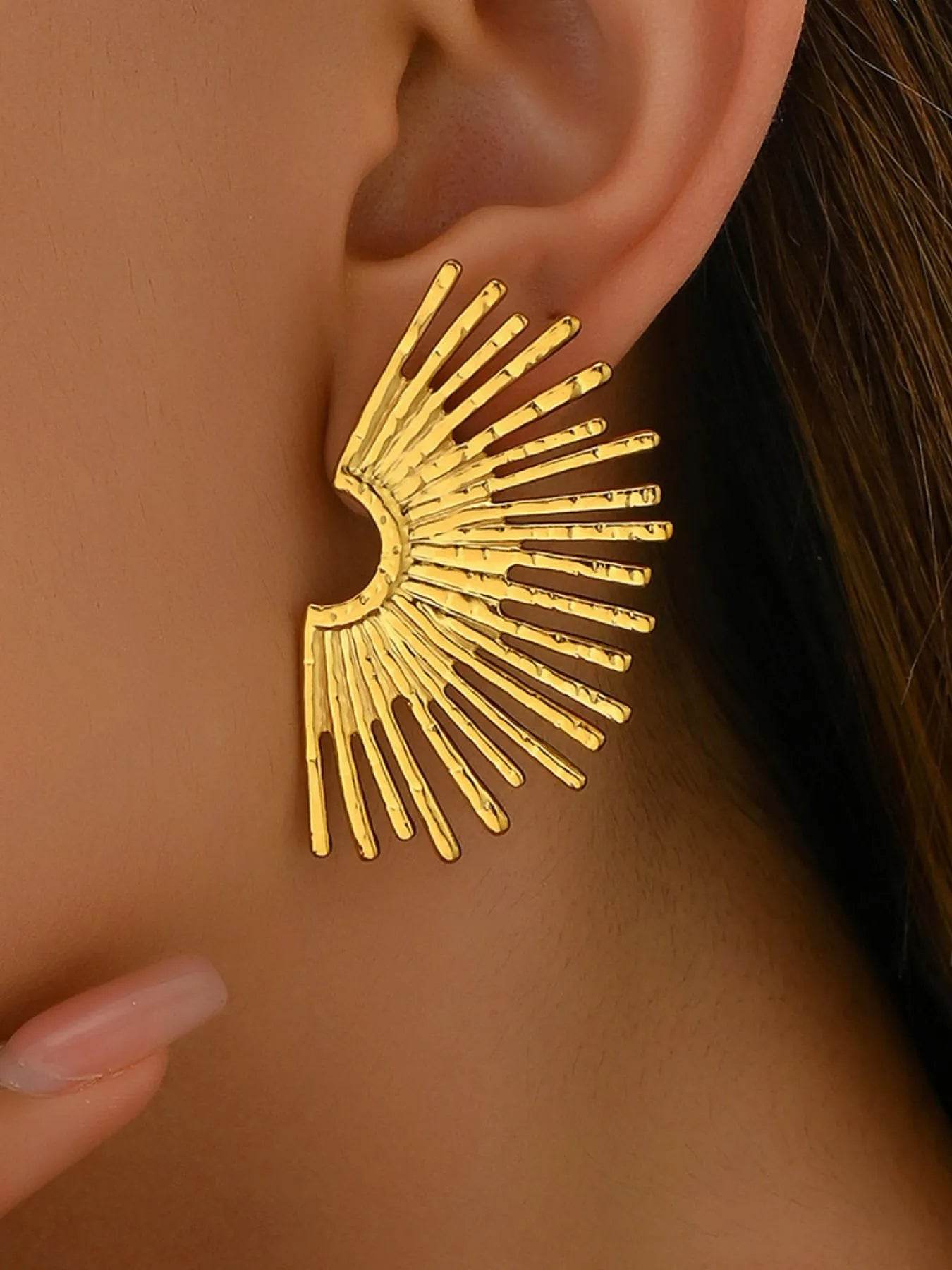 18K Gold-Plated Stainless Steel Sunburst Earrings - ELY VESSA LLC