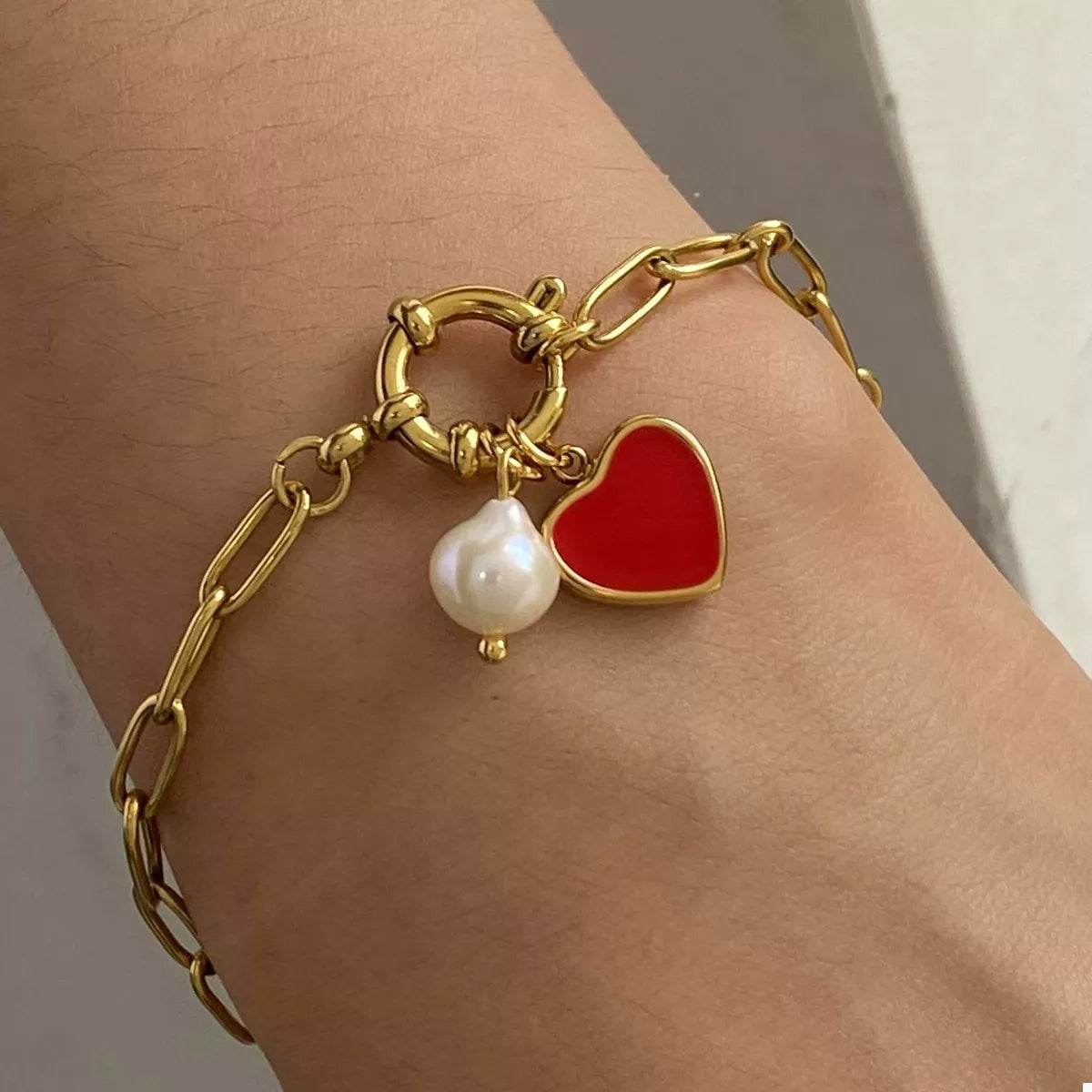 18K Gold-Plated Heart Charm Bracelet - ELY VESSA LLC