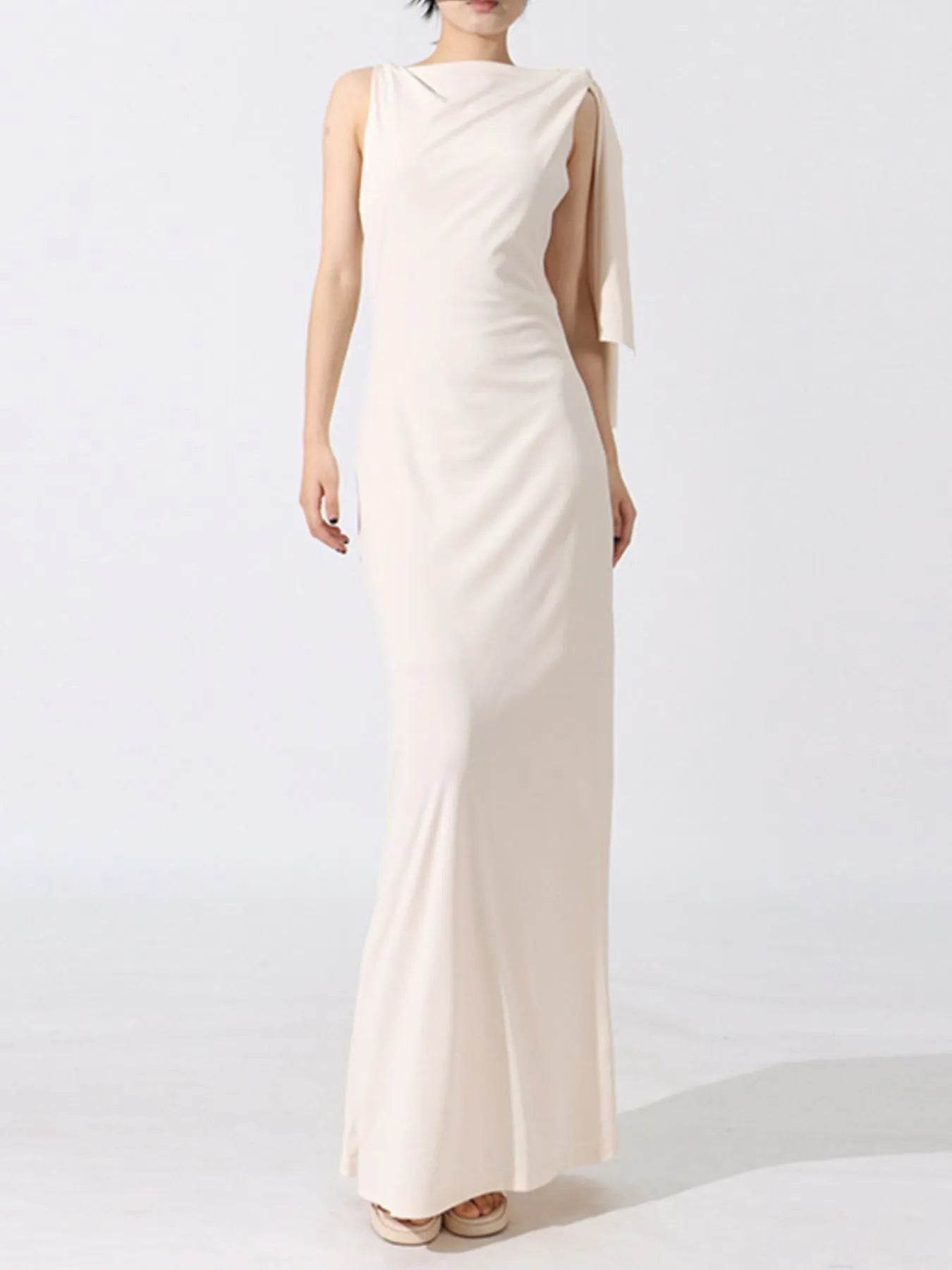 Tie Shoulder Sleeveless Maxi Dress - ELY VESSA LLC