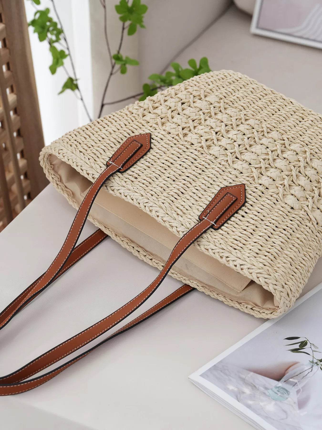 Woven Straw Tote Bag - ELY VESSA LLC