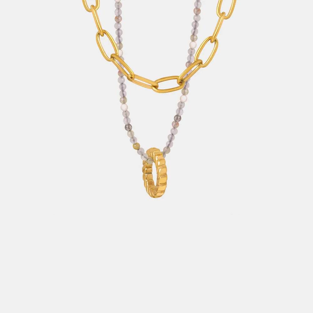 Beaded Double-Layered Titanium Steel Necklace - ELY VESSA LLC