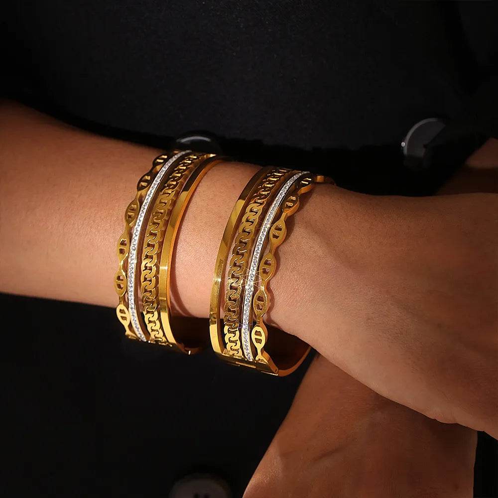 18K Gold-Plated Czech Diamond Bracelet - ELY VESSA LLC