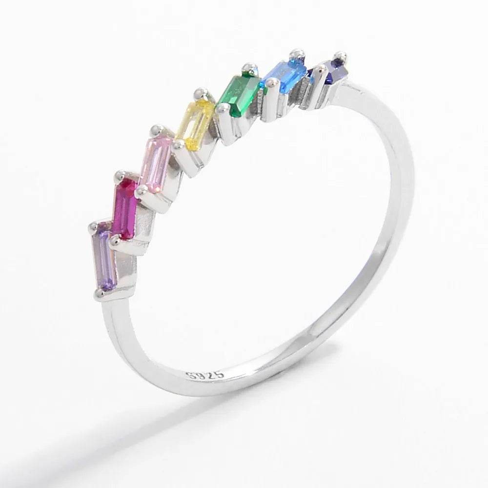 925 Sterling Silver Contrast Zircon Ring - ELY VESSA LLC