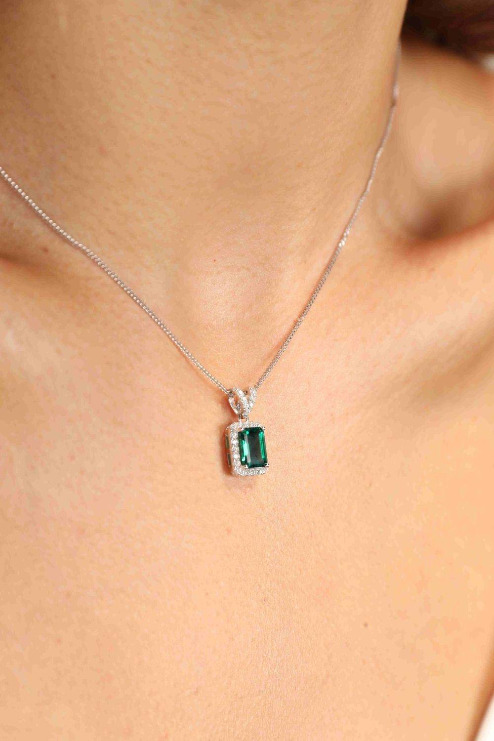 Adored 1.25 Carat Lab-Grown Emerald Pendant Necklace - ELY VESSA LLC