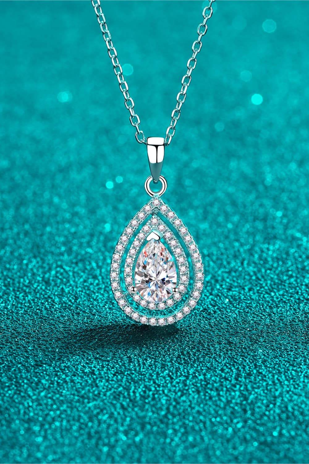 1 Carat Moissanite Teardrop Pendant Necklace - ELY VESSA LLC