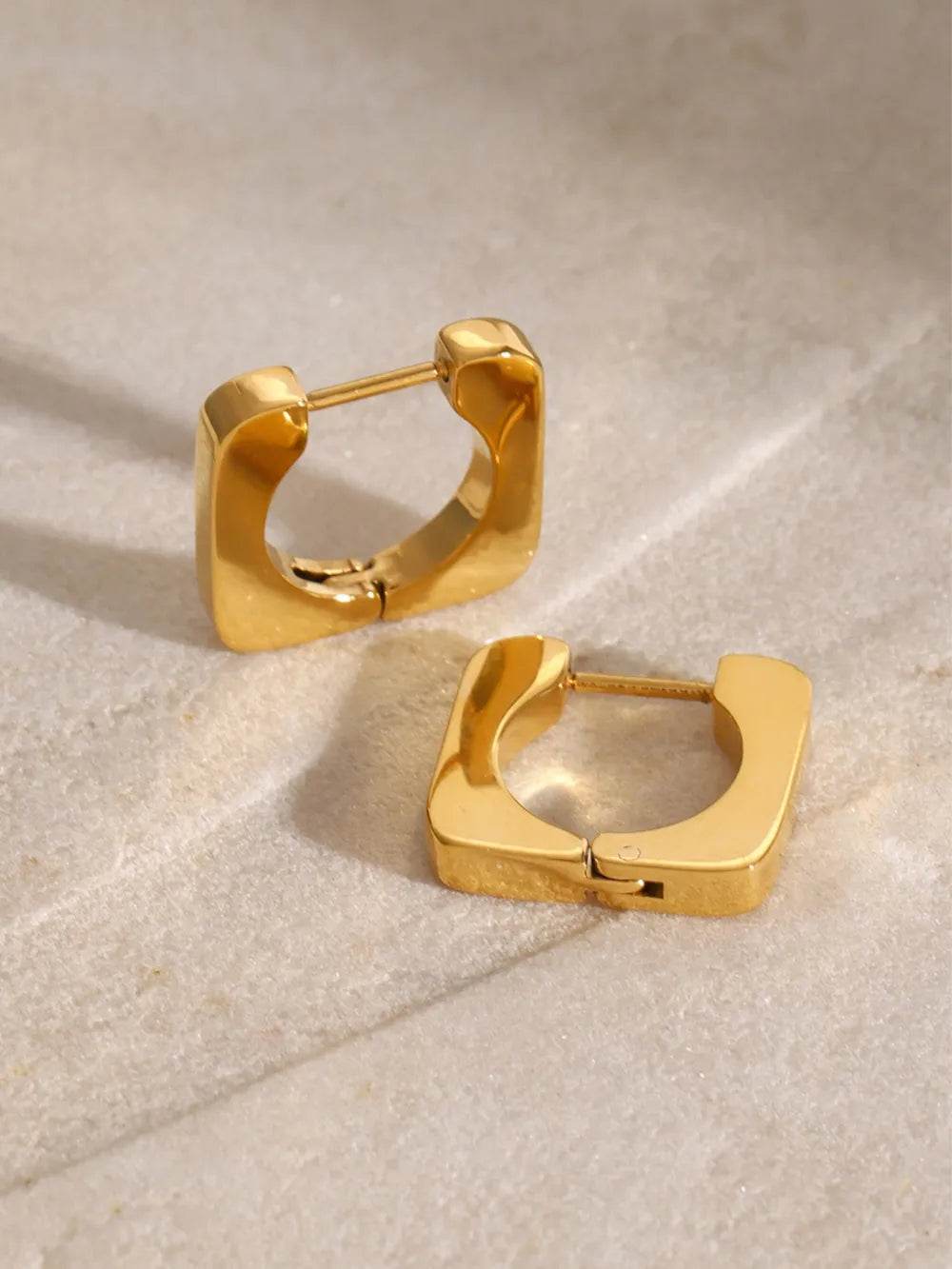18K Gold-Plated Stainless Steel Square Earrings - ELY VESSA LLC