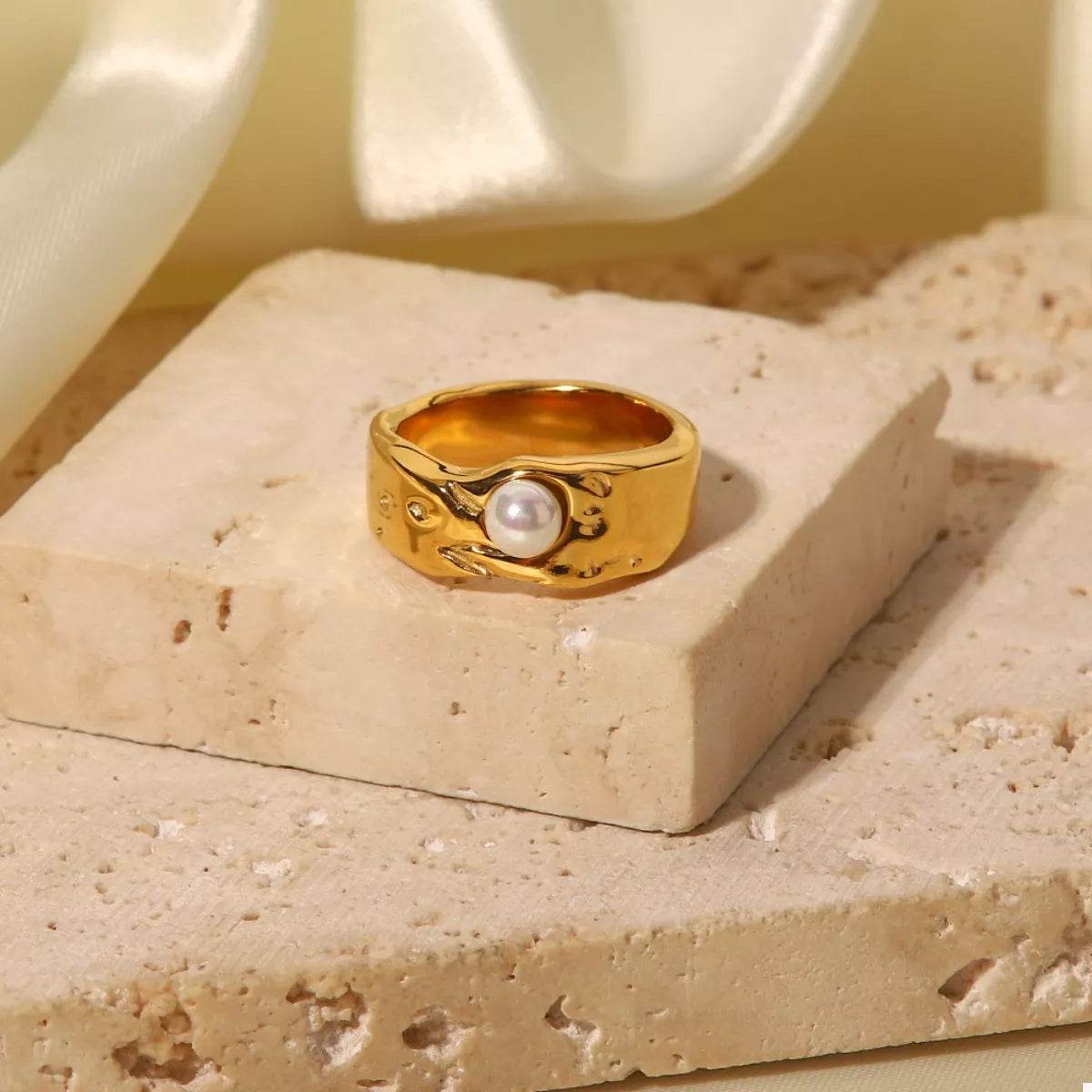 18K Gold-Plated Pearl Ring - ELY VESSA LLC