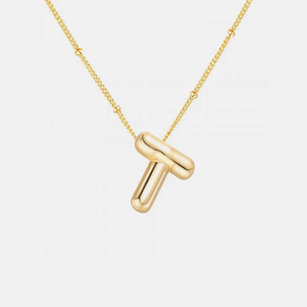Gold-Plated Bubble Initial Necklace - ELY VESSA LLC