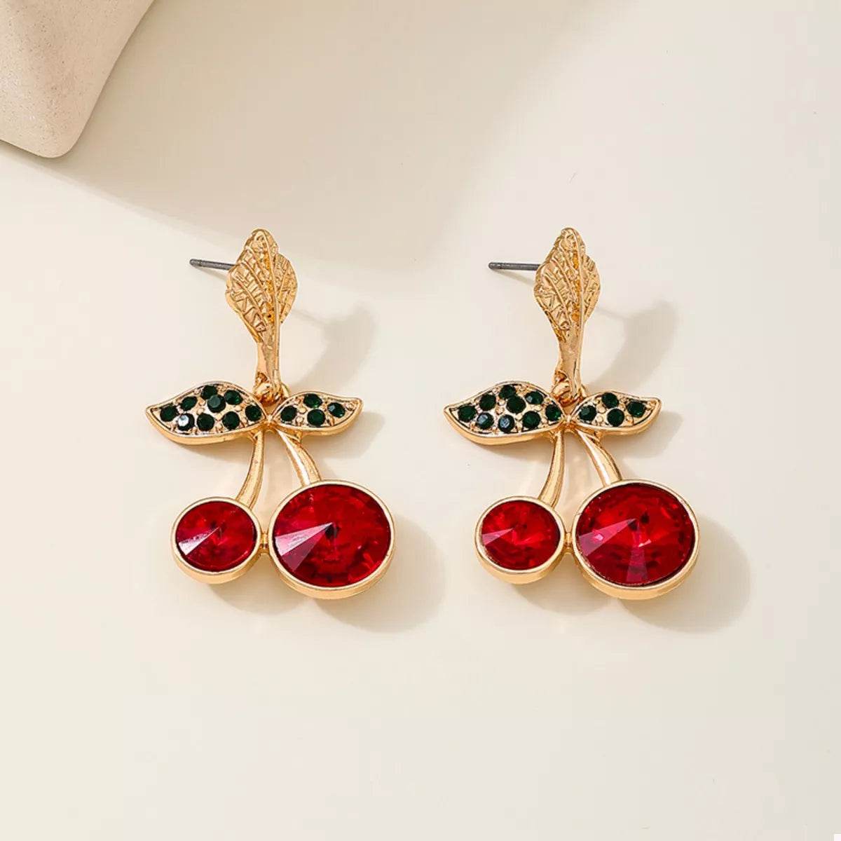 18K Gold-Plated Cherry Drop Earrings - ELY VESSA LLC