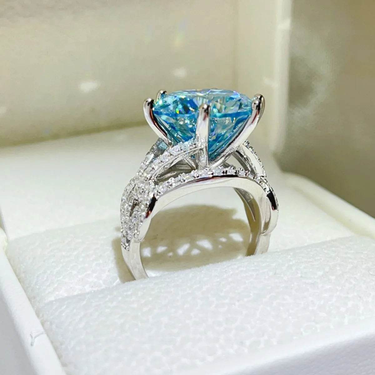 10 Carat Moissanite 925 Sterling Silver Ring - ELY VESSA LLC