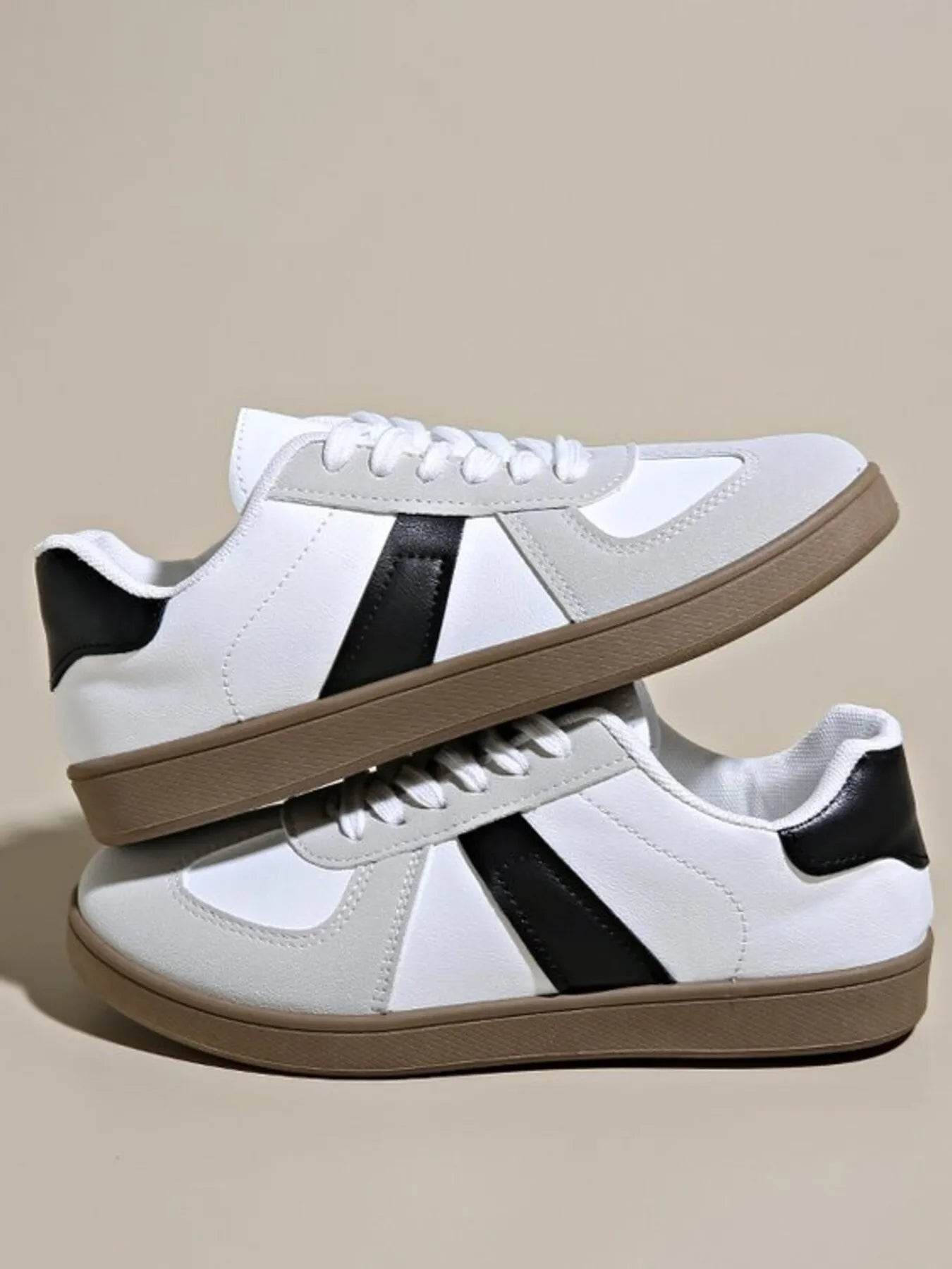 Stripe Lace Up Sneakers - ELY VESSA LLC