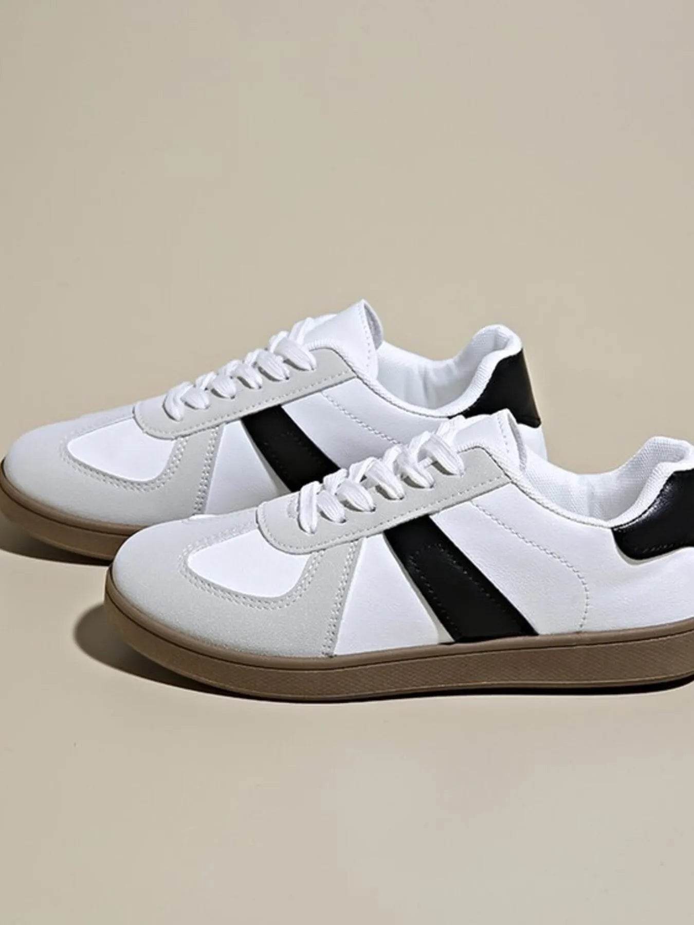 Stripe Lace Up Sneakers - ELY VESSA LLC