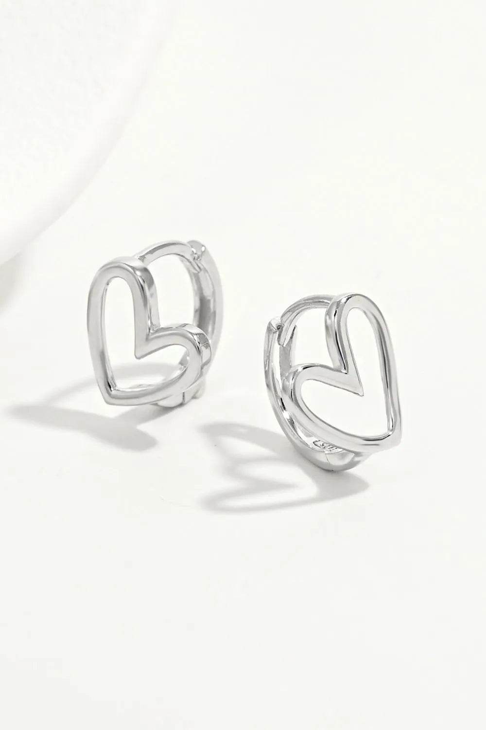 925 Sterling Silver Heart Shape Earrings - ELY VESSA LLC