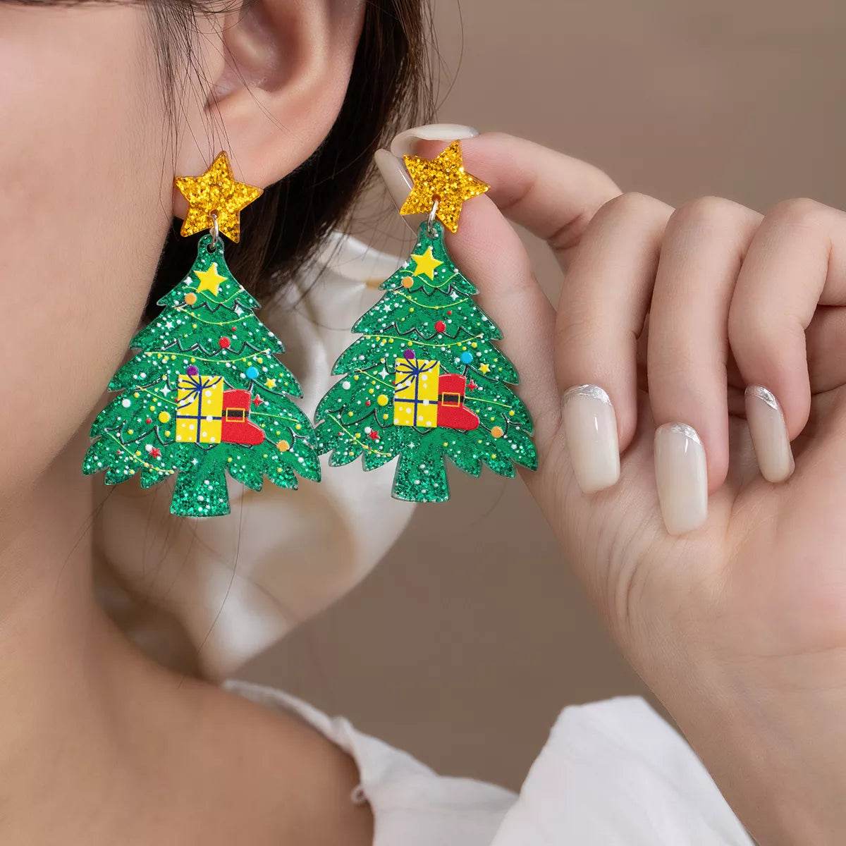 Acrylic Christmas Tree Earrings - ELY VESSA LLC